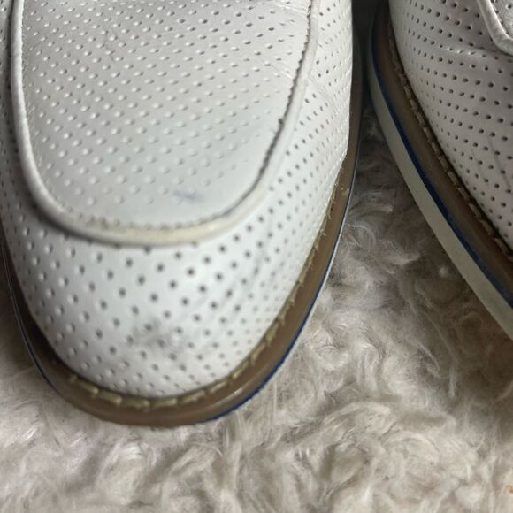 Fratelli White Perforated Leather Gold tone accent Italian  display picture 3